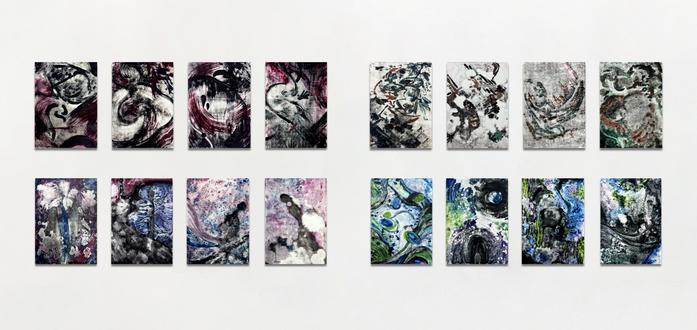 Monoprints, 40 × 30 cm each, 2023