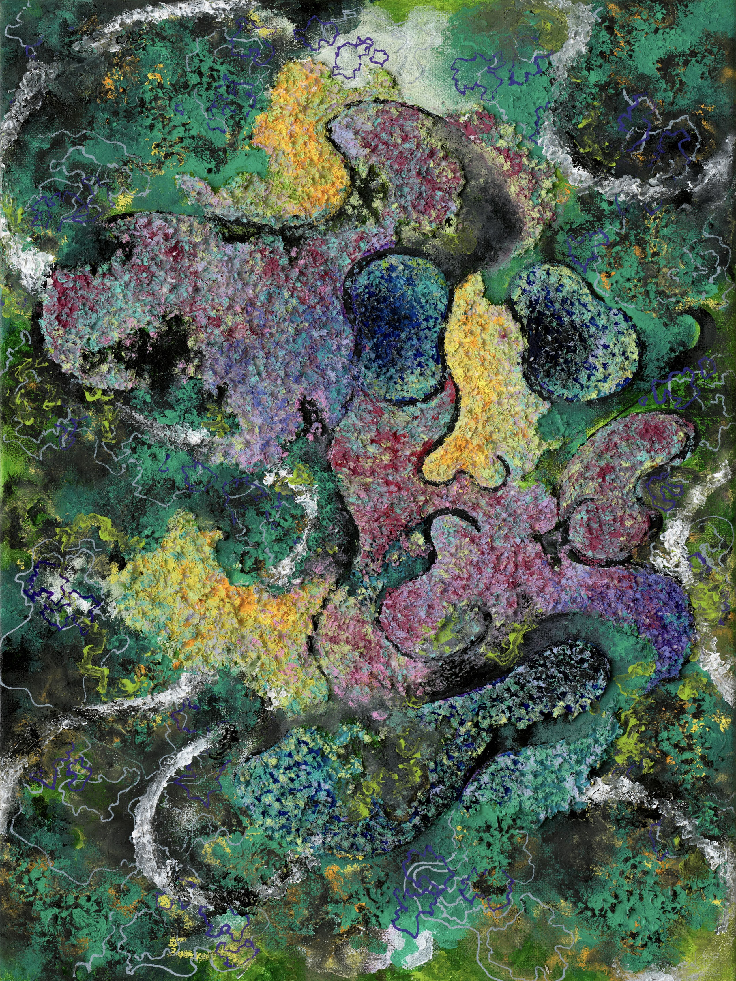 Portrait Study I, 2023, Oil on canvas, paper pulp, 40 × 30 cm