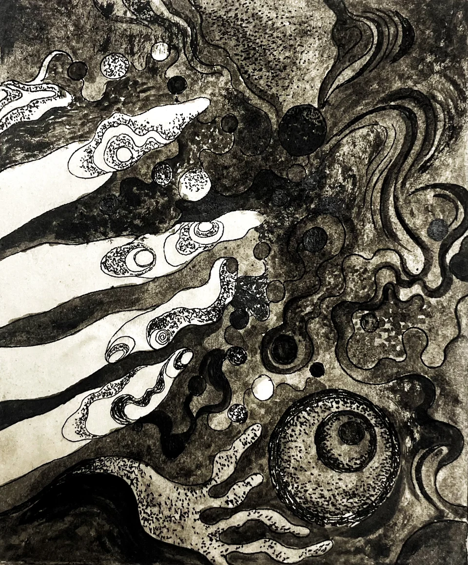 Mirror in the Eye 01, 2024
Asphalt on paper
35 × 30 cm