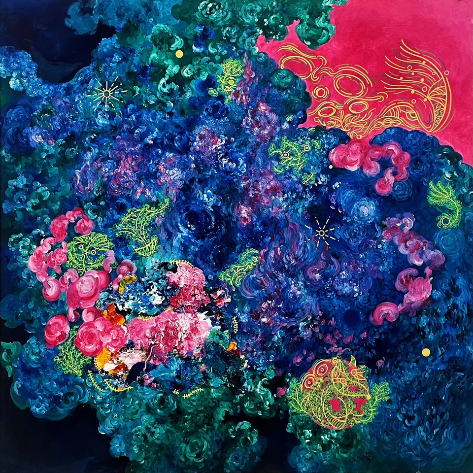 Peach Blossom Spring, 2025
Acrylic on wood board
80 × 80 cm