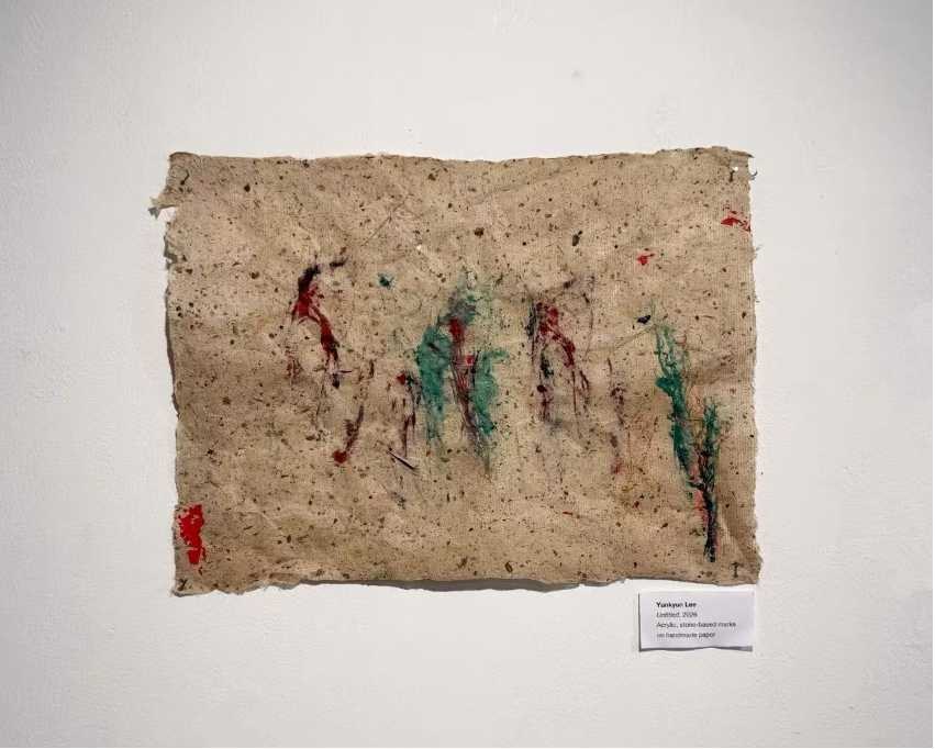 Yunkyun Lee
Untitled, 2026
Acrylic, stone-based marks on handmade paper