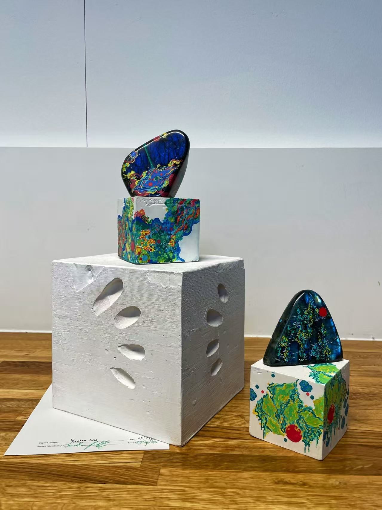 Post-exhibition view of Praying Stones with exchange certificate, 2025